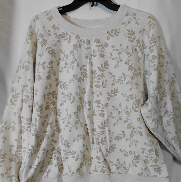 Old Navy Beige Floral Sweatshirt - Picture 1 of 8